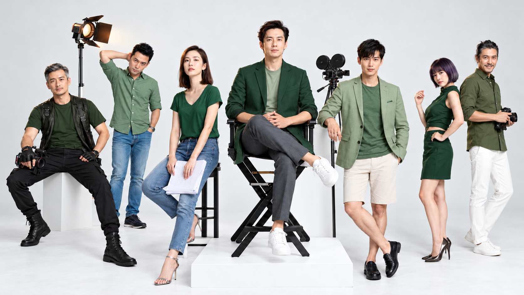 ทีมสร้างสรรค์ HUANGJUI Design ในชุดโทนสีเขียว